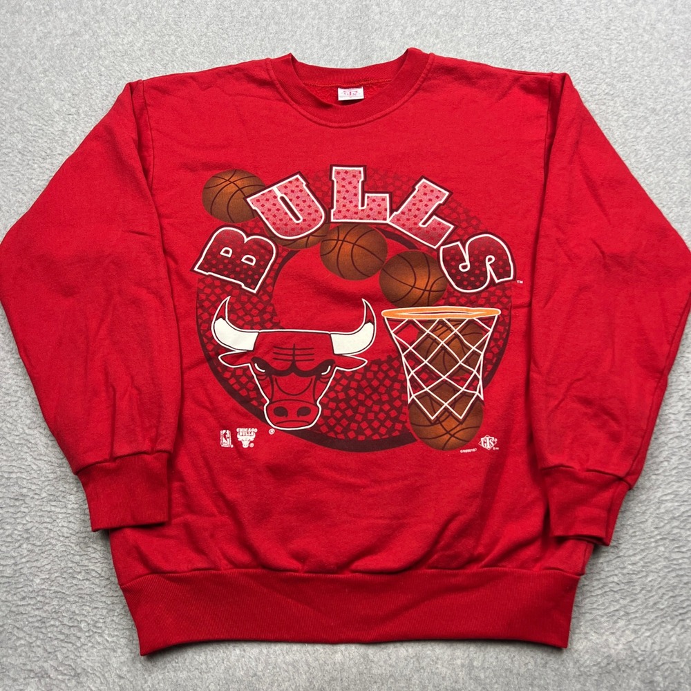 VTG 1993 Chicago Bulls Sweatshirt Mens Medium Red Basketball NBA Logo USA Made